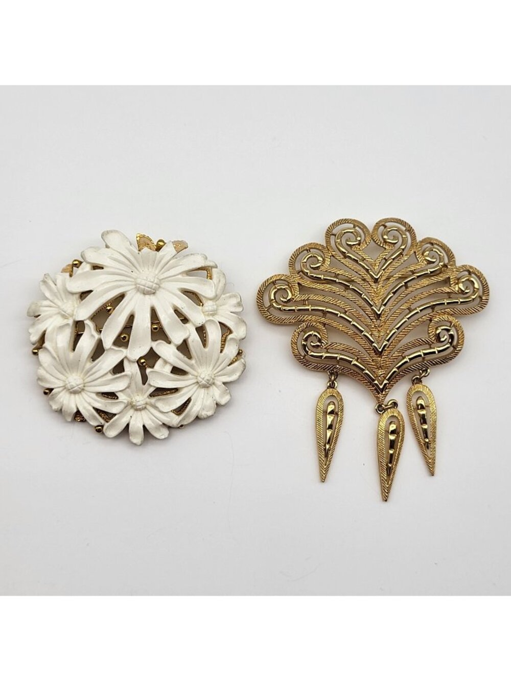Vintage Monet Large Brooch pin Lot 2 Oversize Estate jewelry Flowers blemished
